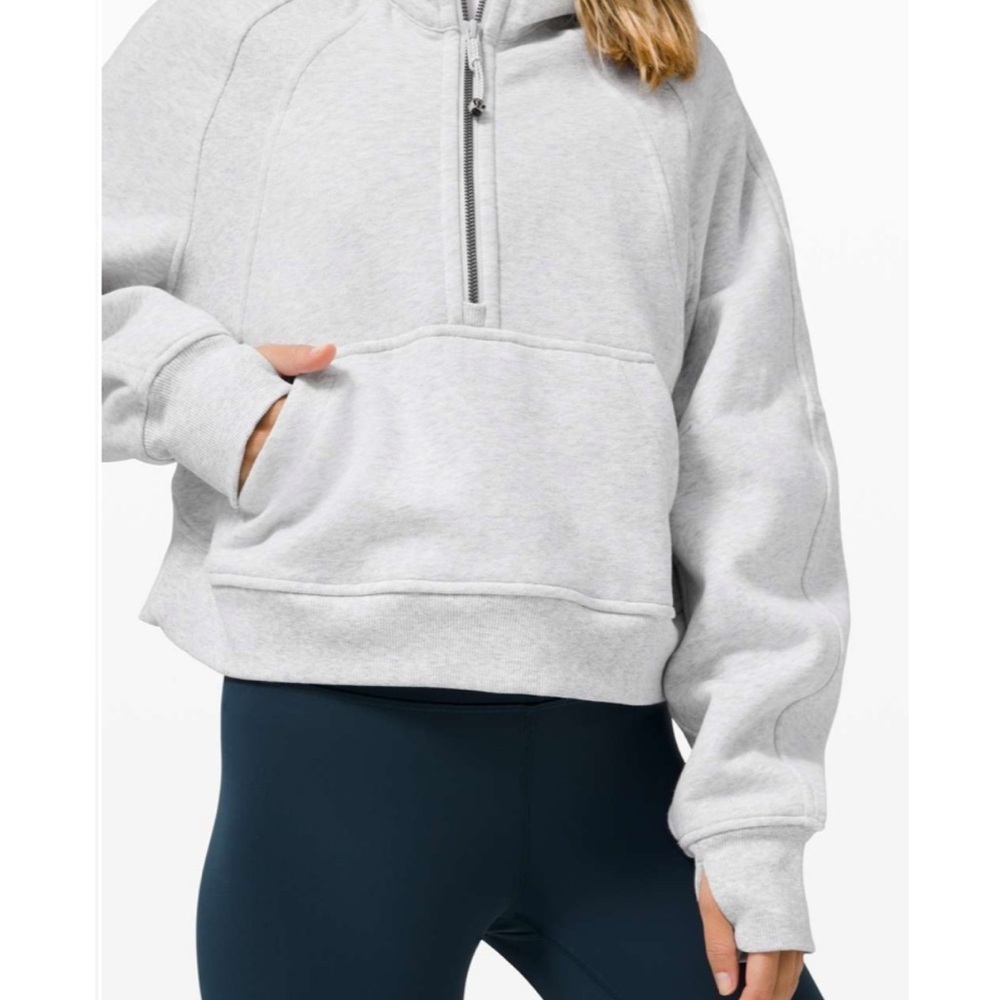 Lululemon Scuba Oversized 1/2 Zip Hoodie Heathered Core Ultra Light Grey XS/S - Picture 3 of 14